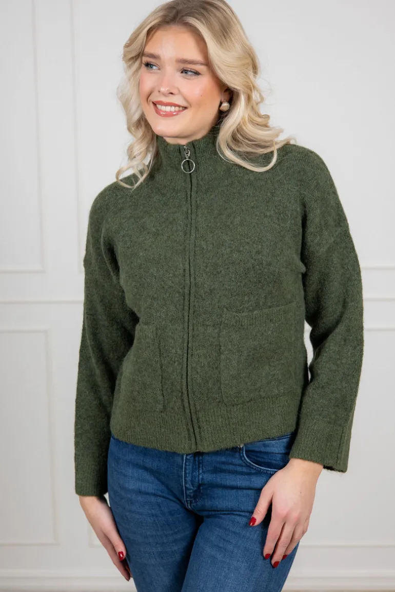 Sia Ras Ls Knit Zipper Cardigan Duffel Bag Melange