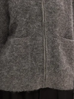 Sia Ras Ls Knit Zipper Cardigan Medium Grey Melange