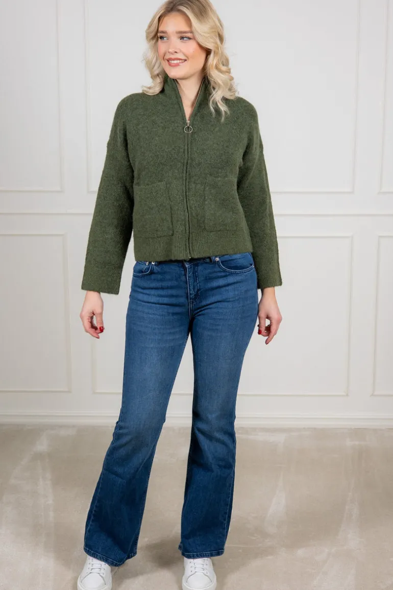 Sia Ras Ls Knit Zipper Cardigan Duffel Bag Melange