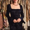 Silk Jacquard Mini Dress Black
