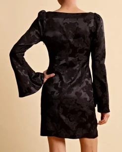 Silk Jacquard Mini Dress Black