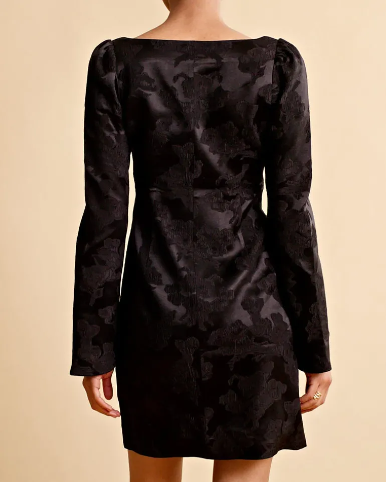 Silk Jacquard Mini Dress Black