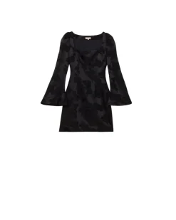 Silk Jacquard Mini Dress Black