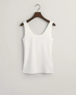Slim Fit Ribbed Tank Top White