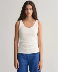 Slim Fit Ribbed Tank Top White