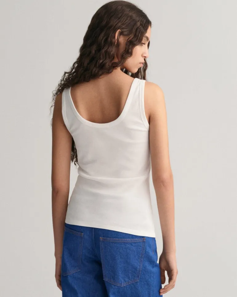 Slim Fit Ribbed Tank Top White