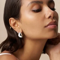 Statement Domed Tapered Earring Silver
