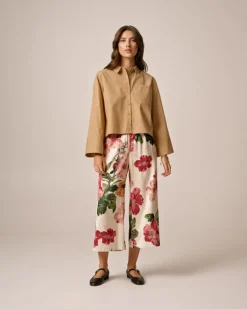Tailored Satin Bermuda Night Bloom