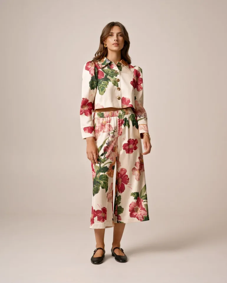 Tailored Satin Bermuda Night Bloom
