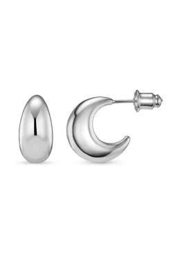 Tapered Domed Hoop Silver