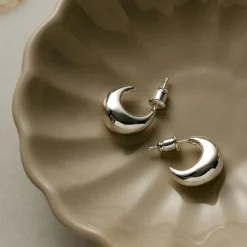 Tapered Domed Hoop Silver