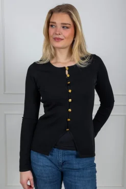 Teller Knit Blouse Black