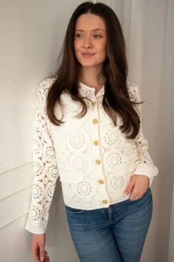 Trivo Ls Crochet Cardigan Birch