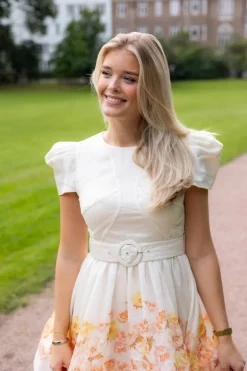 Vanna Pouf Sleeve Mini Dress Cream Peony