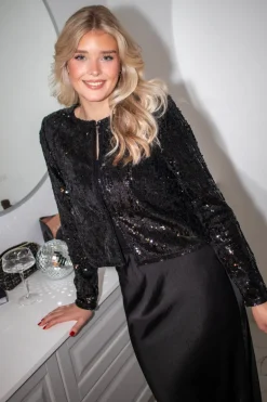 Vela Sequin Jacket Black