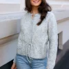 Vera Ls Knit Belt Cardigan Light Grey Melange
