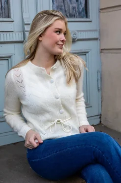 Vera Ls Knit Belt Cardigan Snow White