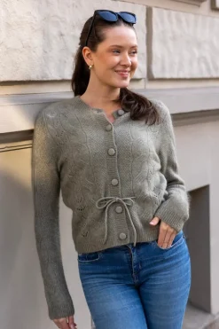 Vera Ls Knit Belt Cardigan Vetiver