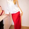 Vicky Heavy Sateen Skirt Red
