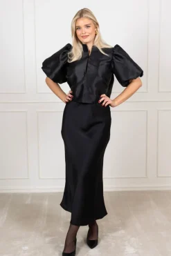Vicky Heavy Sateen Skirt Black