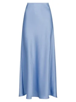 Vicky Heavy Sateen Skirt Smoke Blue