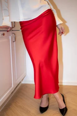 Vicky Heavy Sateen Skirt Red