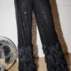 Yasflow Sequin Hw Wide Pants Black