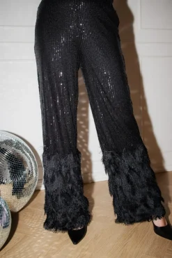 Yasflow Sequin Hw Wide Pants Black