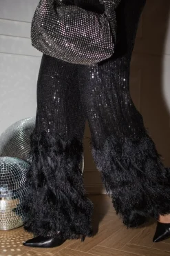 Yasflow Sequin Hw Wide Pants Black
