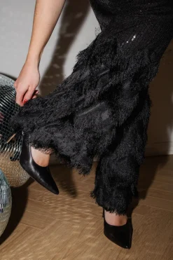 Yasflow Sequin Hw Wide Pants Black