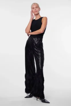 Yasflow Sequin Hw Wide Pants Black