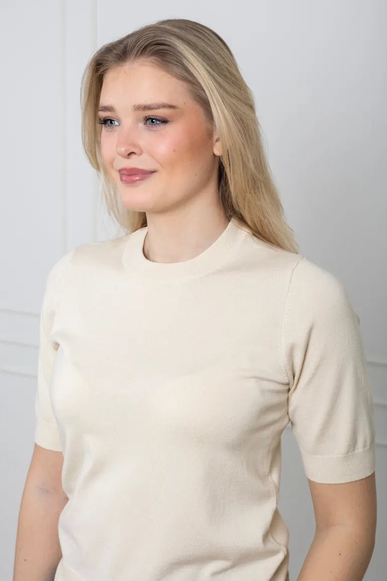 Yaslena Ss Knit Pullover Birch