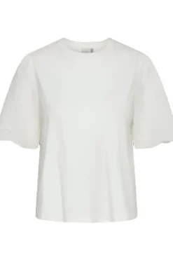 Yaslex Ss Top W. Emb Sleeves Star White