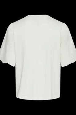Yaslex Ss Top W. Emb Sleeves Star White