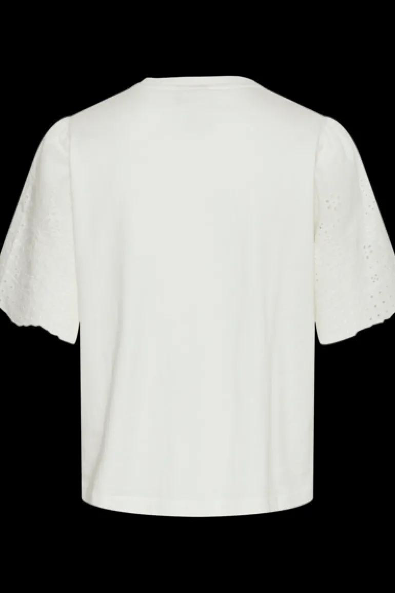 Yaslex Ss Top W. Emb Sleeves Star White