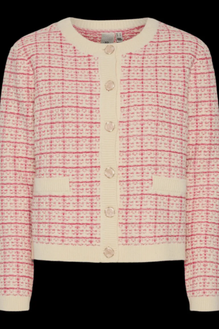 Yaslivia Ls Short Knit Cardigan Birch Raspberry Sorbet/Pirouette