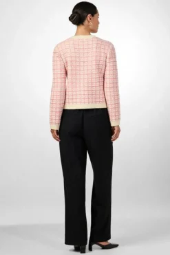 Yaslivia Ls Short Knit Cardigan Birch Raspberry Sorbet/Pirouette