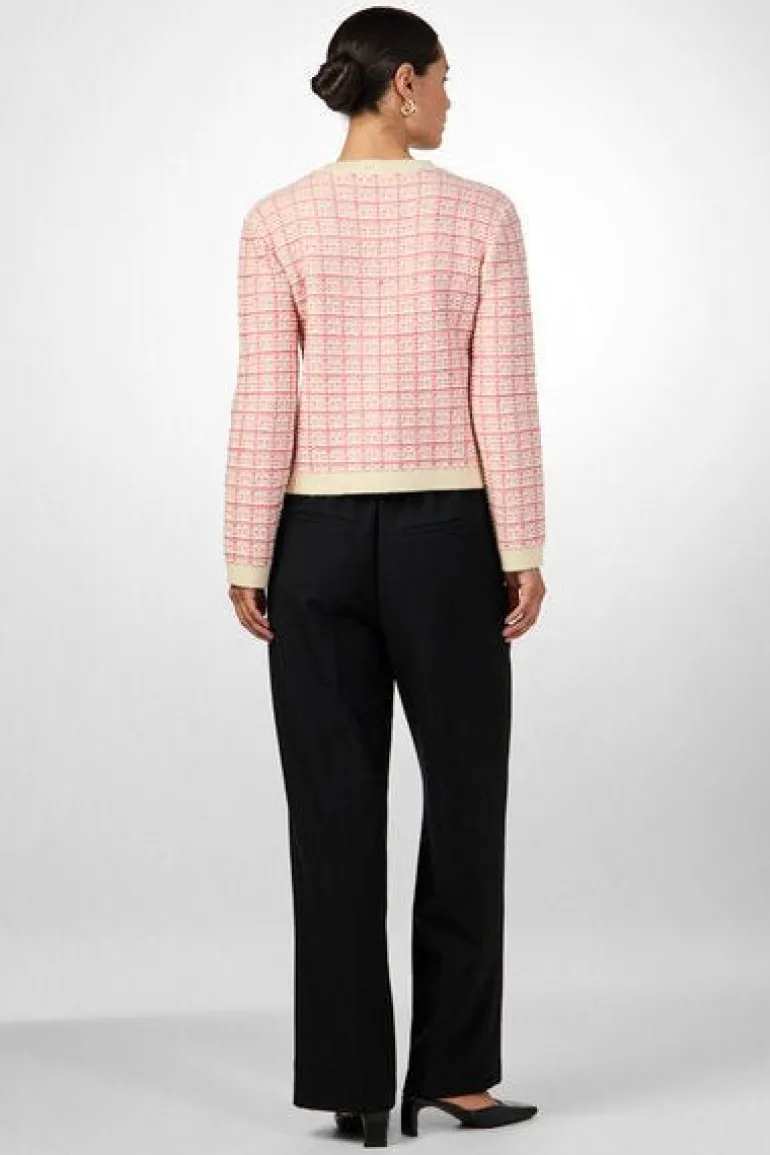 Yaslivia Ls Short Knit Cardigan Birch Raspberry Sorbet/Pirouette
