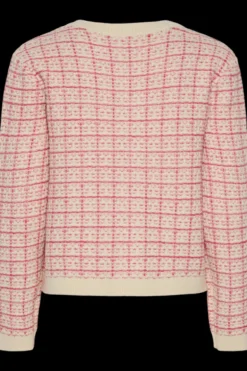 Yaslivia Ls Short Knit Cardigan Birch Raspberry Sorbet/Pirouette