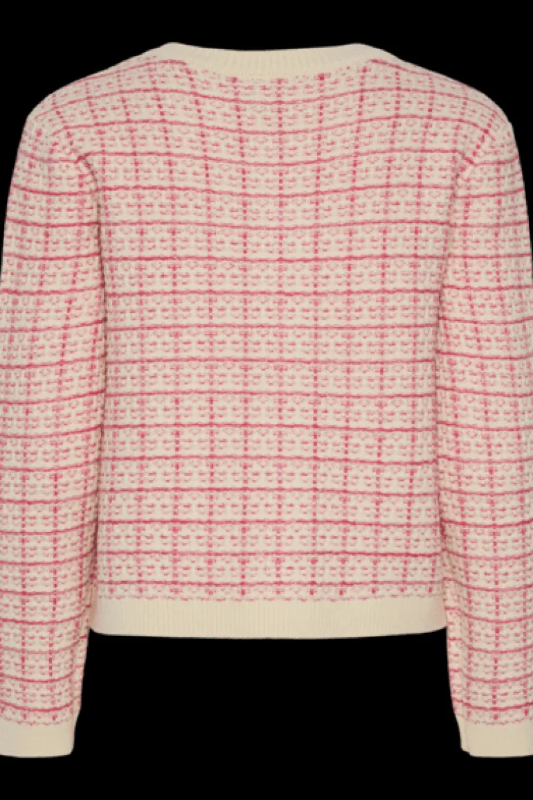 Yaslivia Ls Short Knit Cardigan Birch Raspberry Sorbet/Pirouette