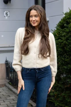 Yasmaffy Ls Knit Cardigan Birch Melange