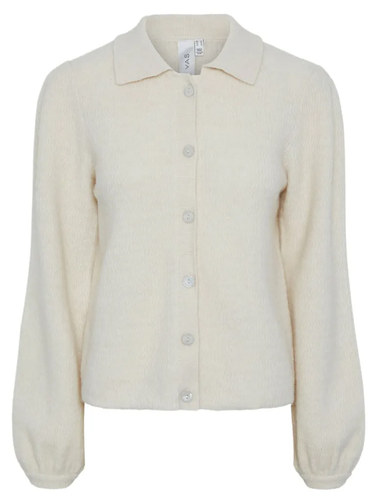 Yasmaffy Ls Knit Cardigan Birch Melange