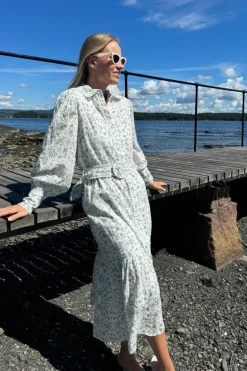 Yasvips Ls Long Shirt Dress Iceberg Green Vips Print