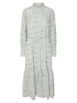 Yasvips Ls Long Shirt Dress Iceberg Green Vips Print