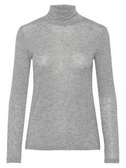 Yaswoola Ls High Neck Top Medium Grey Melange