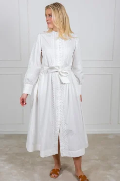 Yasyamina Ls Long Shirt Dress Star White