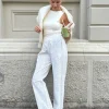 Zhannaic Pants White Embroidery