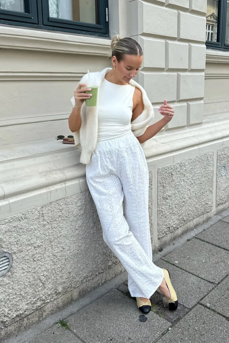 Zhannaic Pants White Embroidery