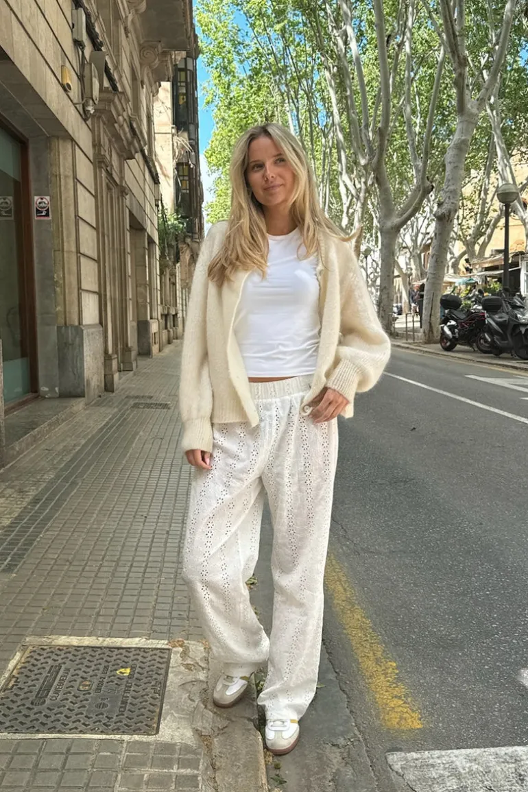 Zhannaic Pants White Embroidery