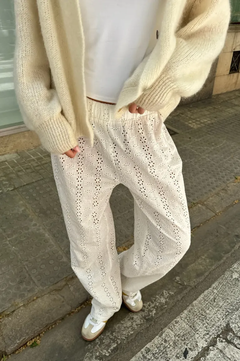 Zhannaic Pants White Embroidery